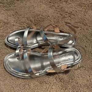 J. Crew metallic silver sandal